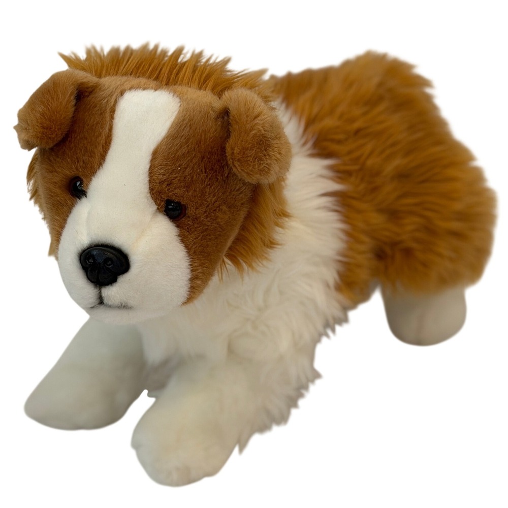 Auswella Zelda Plush Dog Brown White Collie Sheepdog Stuffed Animal 17 inch